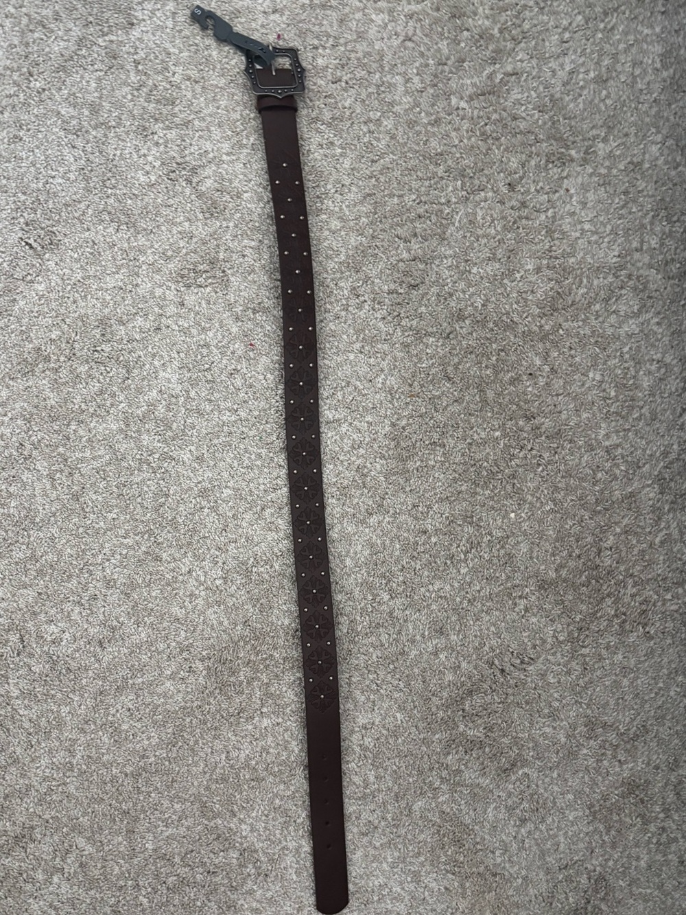 Brown Leather Belt with Metal Buckle